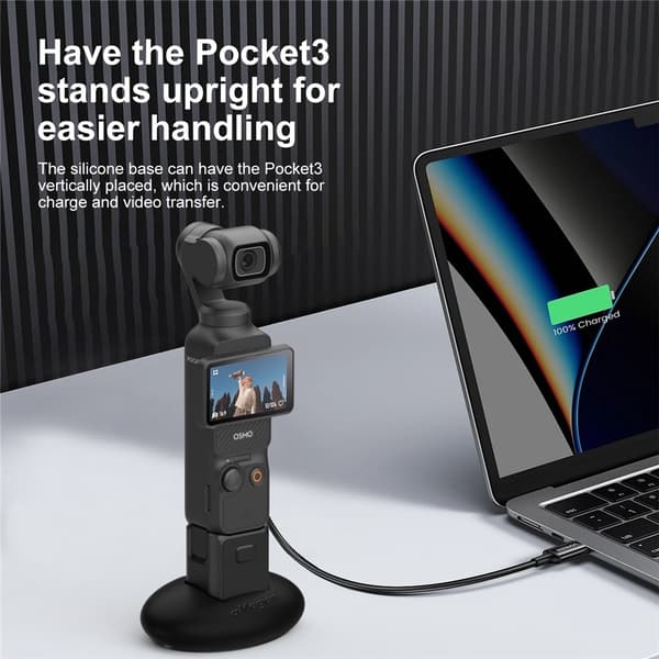 AMAGISN Silikonbase for stativholder til DJI Osmo Pocket 3 kamera, selvklebende Black