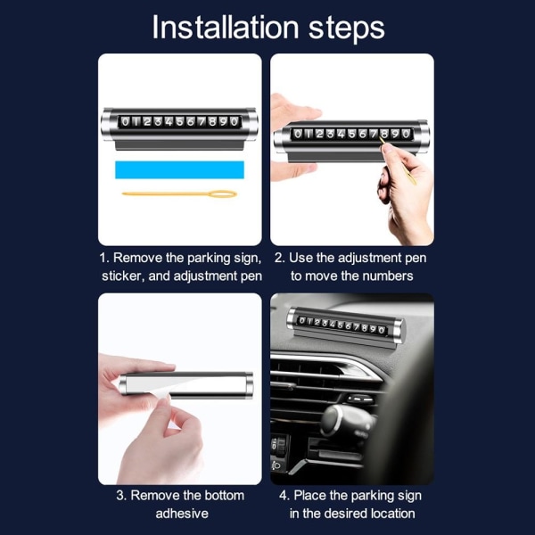Bil Tillfälligt parkeringskort Telefonnummer Parkeringsskylt Svart
