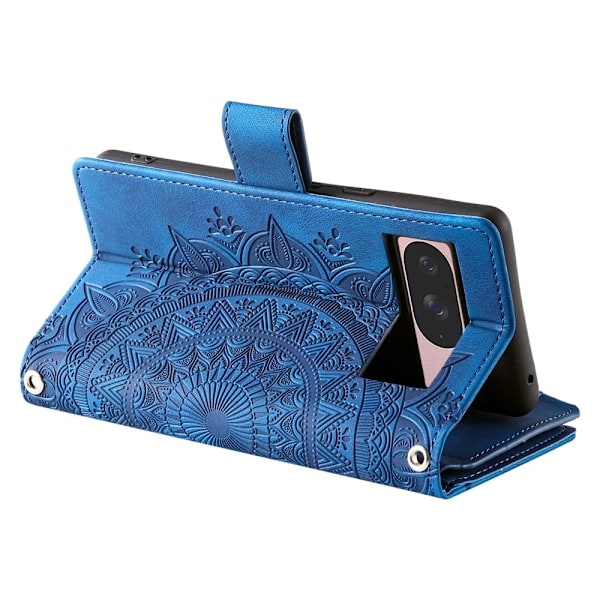 Til Google Pixel 10 Pro / 10 / 9 Pro / 9 tegnebogscover Cover Shell Mandala Blomstermønster Blue