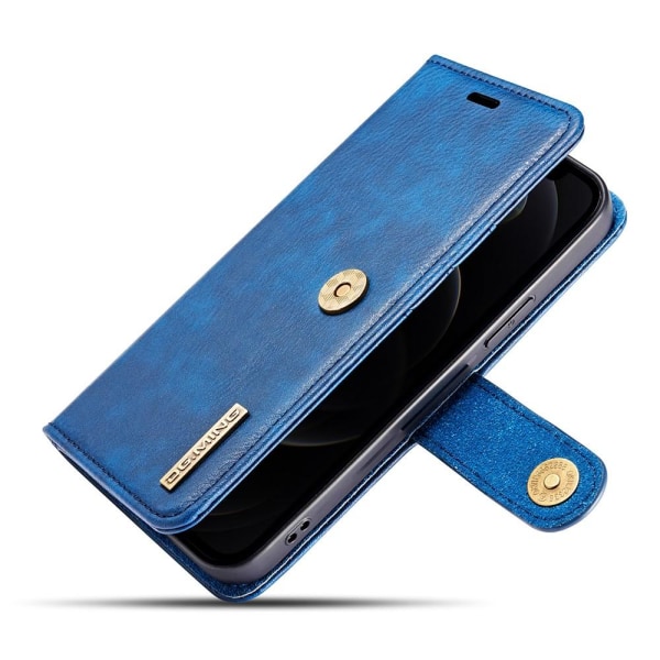 DG.MING iPhone 13 Pro Split Läder Plånboksfodral - Blå Blå