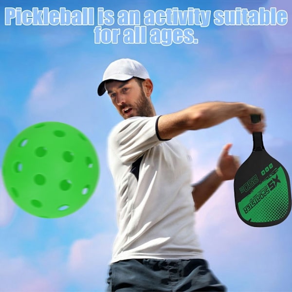 Pickle Ball Racket Set Paddle Kit 2 racketar 4 Pickle Bollar Grön