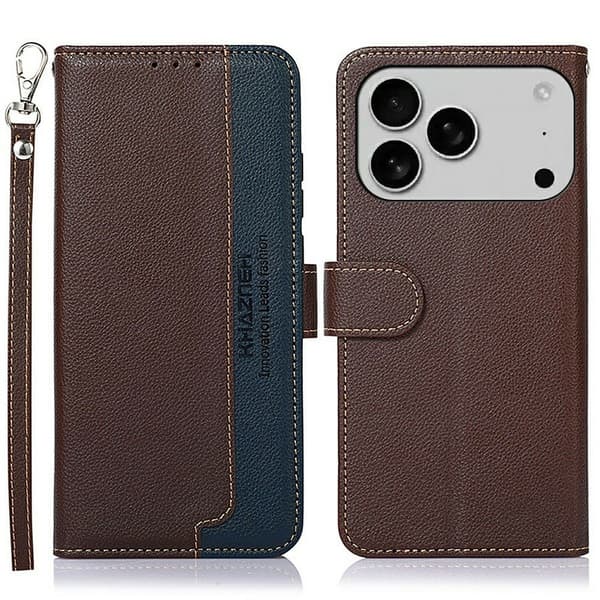 KHAZNEH Telefonlommebokdeksel til iPhone 18 Pro / 17 Pro Brown