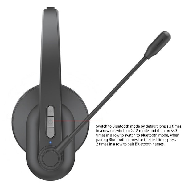 OY631 Bluetooth 5.3 -kuulokkeet Asiakaspalvelukuulokkeet mikrofonikuulokkeilla. Black
