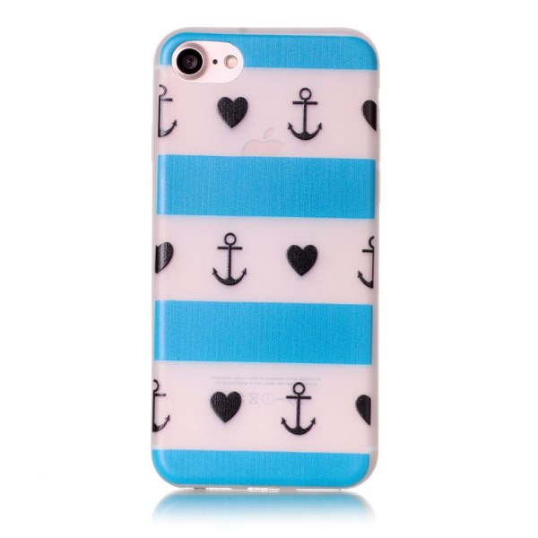 iPhone 7 / iPhone 8 Skal Glow in the dark - Anchor Heart Stripe Lila