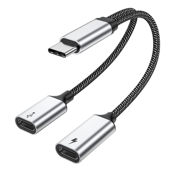 USB - C hane till dubbel USB - C hona splitter kabel snabbladdning Svart