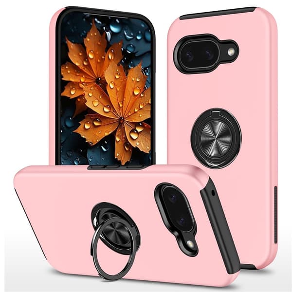 Til Pixel 10a Deksel Hybriddeksel med Finger Ring Pink