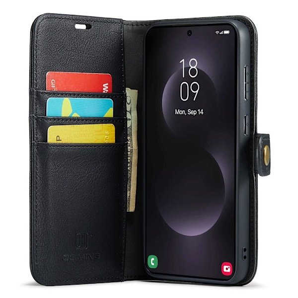 DG.MING 2 i 1 Plånboksfodral till Samsung Galaxy S25 Edge Svart