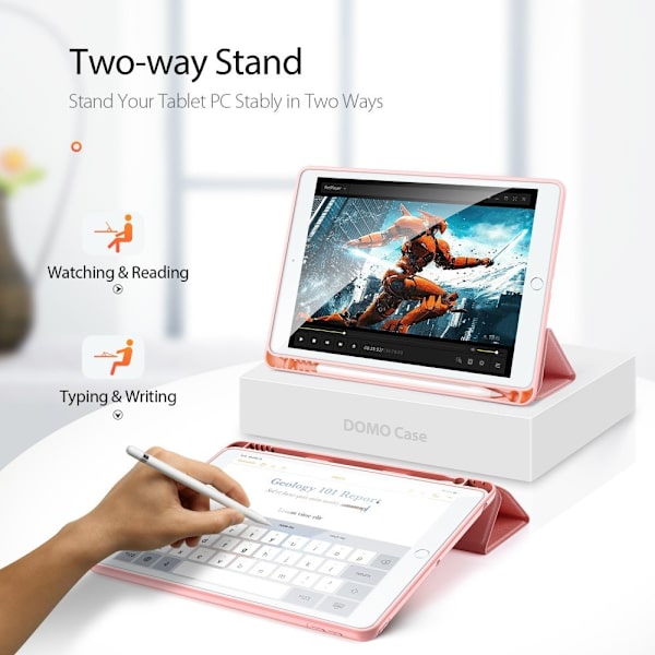 DUX DUX DUCIS Home Apple iPad 10.2 2021/2020/2019 Trefoldet Stativ Rose Guld Pink