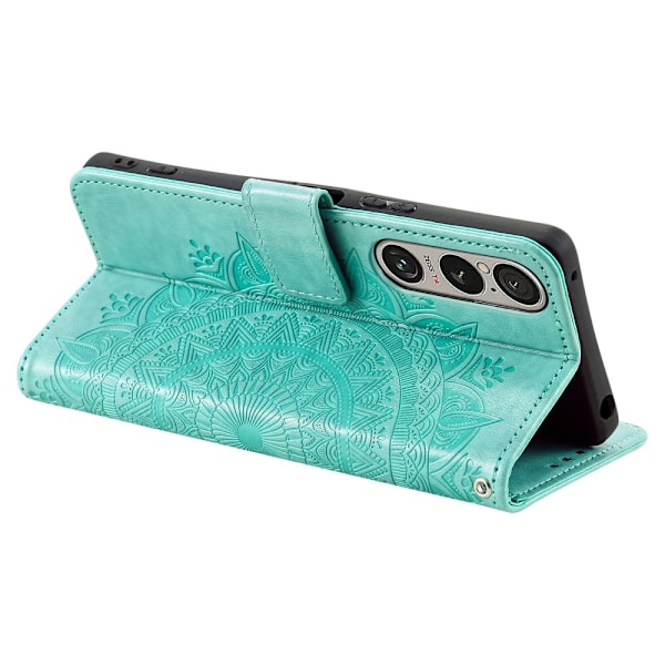 Til Sony Xperia 1 VII tegnebogscover Cover Shell Mandala Blomstermønster Green