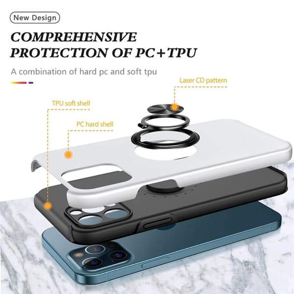 iPhone 14 Pro Max Sormirengas Sivutuen Hybridikotelo - Hopea Silver