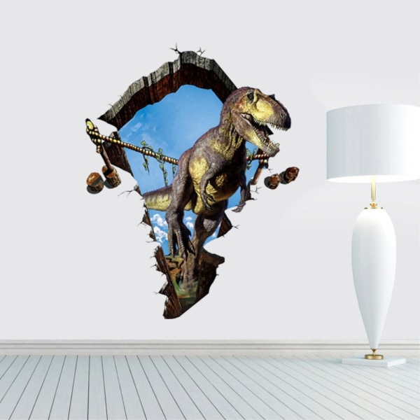 60x90 cm 3D Dinosaur Väggdekor PVC klistermärke Väggdekoration Vit