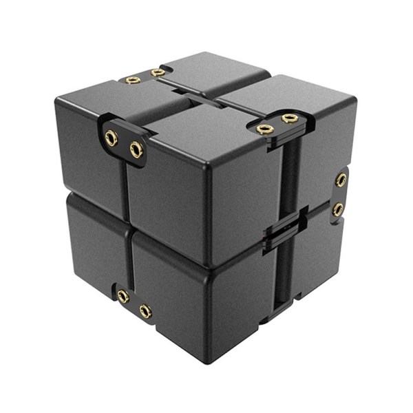 Fidget Toy Stress Avslappning Infinite Cube Flip Kub Svart Black