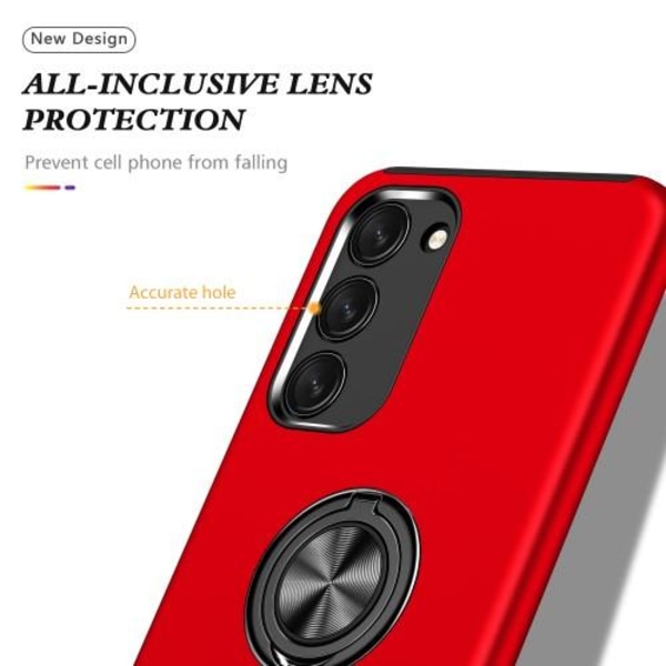 Samsung Galaxy S23+ Fingerring Kickstand Hybrid Taske - Rød Red