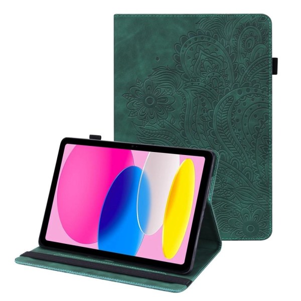 Apple iPad 10.9 2022 Vikbart fodral korthållare Blommor - Grön Grön