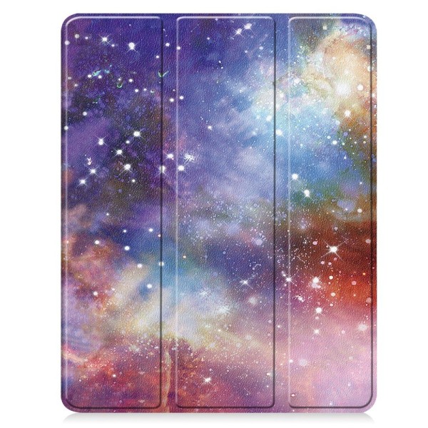 Til iPad Air 13 (2024) Etui Tre-fold Stativ Tablet Cover med Pen Holder - Galaxy Multicolor