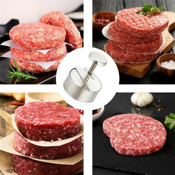 Hamburgerpresse (11,4 cm) i rustfritt stål med fjær og avtakbare deler Silver