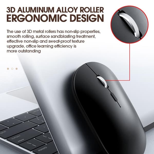 T - WOLF X2 genopladelig 2.4G+Bluetooth trådløs mus til pc Black