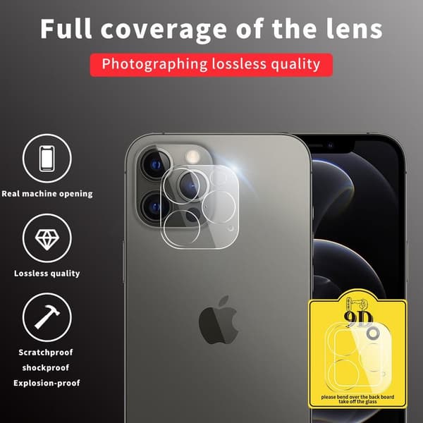 Tempered Glass Camera Lens - iPhone 12 Pro Max Transparent