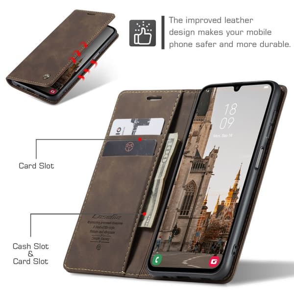 CASEME Retro Lompakkokotelo Samsung Galaxy A16 Dark brown