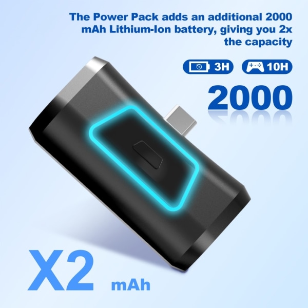 PS5 Playstation 5 Control 2000mAh PowerBank eksternt batteri Black