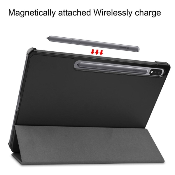 Trifoldet Stand Smart Taske til Samsung Galaxy Tab S7 Plus - Sor Black