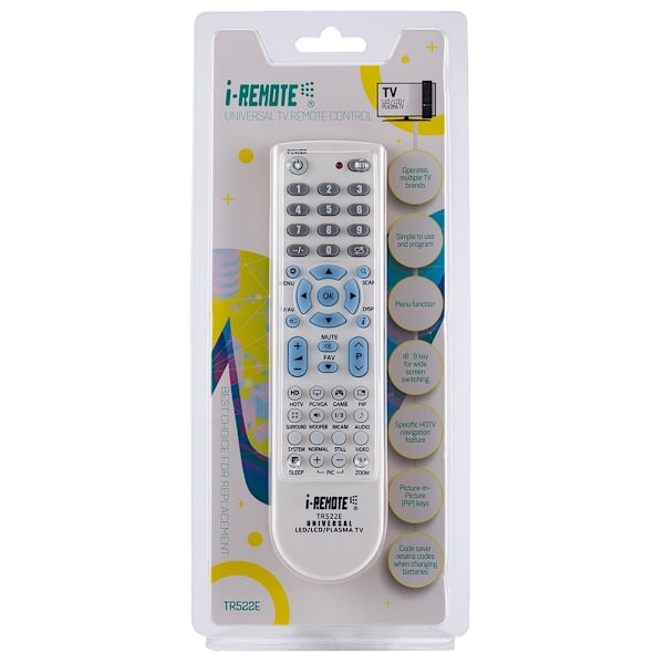 Fjernkontroll I-REMOTE TR522E Universal TV-fjernkontrollutskiftning White