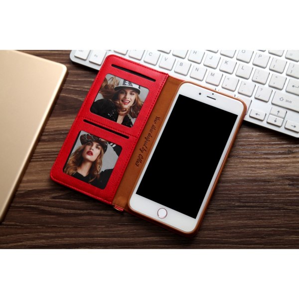 CMAI2 Litchi -lompakkokotelo iPhone 7 Plus -puhelimelle - punainen Red