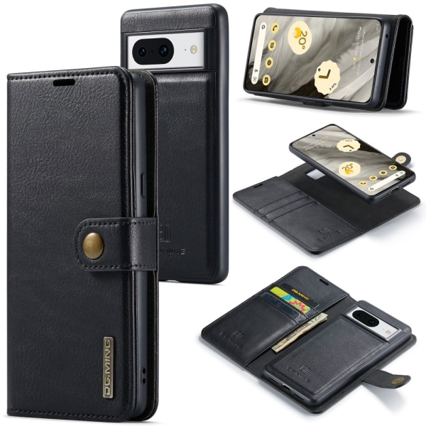DG.MING for Google Pixel 8 Avtakbart 2-i-1 Lommebokdeksel Black