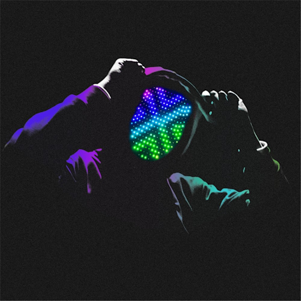 RGB LED Mask Gesture Face-Changing Glowing Mask Halloween Party Black