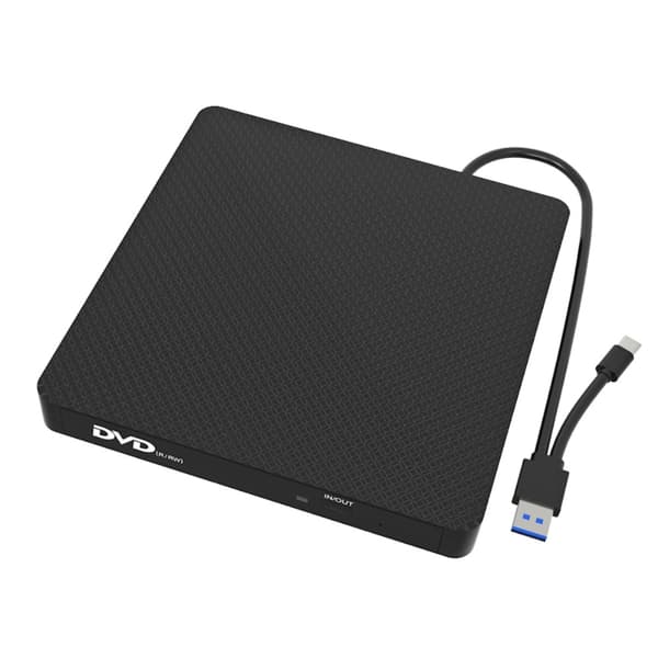 Ultratunn USB 3.0+Typ - C DVD - enhet Extern CD - läsare VCD - brännare Svart