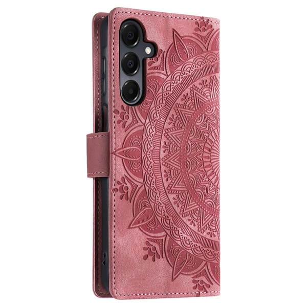 For Samsung Galaxy A26 Lommebok Deksel Shell Mandala Blomstermønster Pink