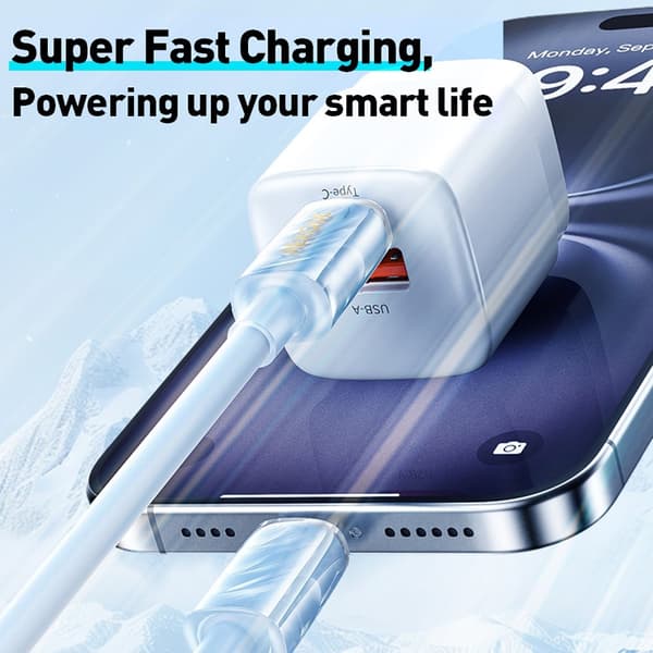 USB-C til USB-C 65W superhurtigt opladningskabel 480 Mbps højhastighedsoverførsel White