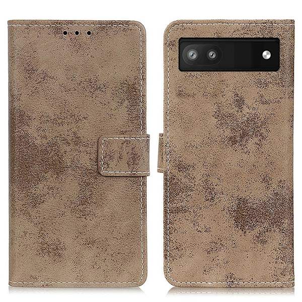 Retro Lommebok Stativ Etui for Google Pixel 6a - Khaki Khaki