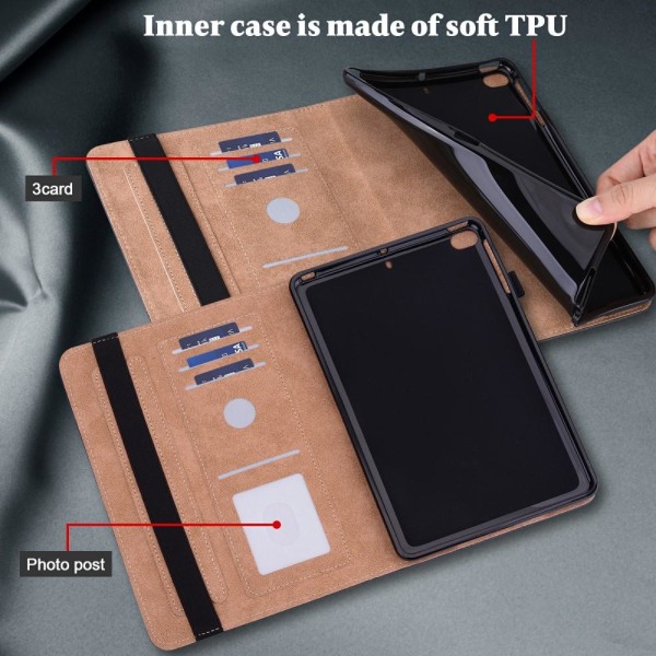 Til iPad 10.2 (2021)/(2020)/(2019) Almindeligt PU-læder tabletcover Black