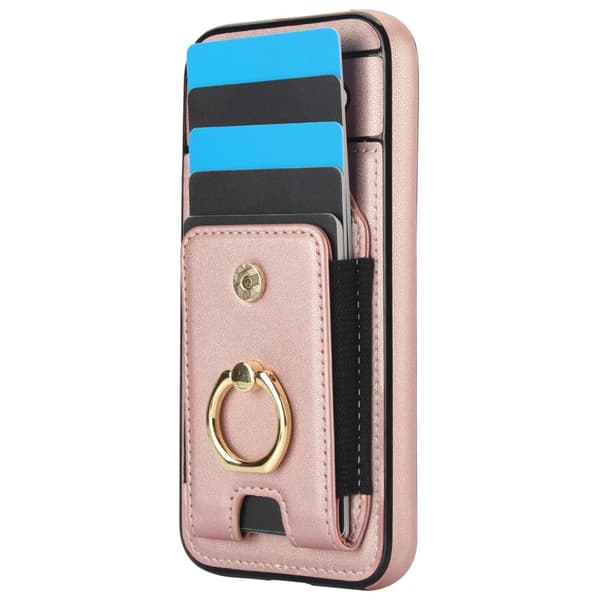 För Google Pixel 8a Kickstand Case Telefonfodral med Kortfack - Roséguld Svart