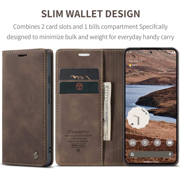 CASEME Til Google Pixel 10A Etui Stativ Telefon Cover Dark brown