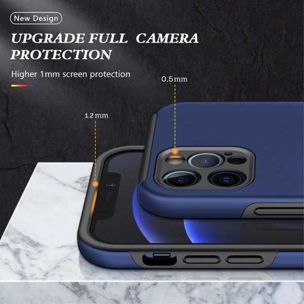 iPhone 14 Pro Max Finger Ring Kickstand Hybrid Cover - Blå Blue