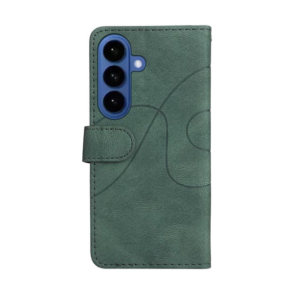 För Samsung Galaxy S26+ Plånboksfodral med Stativ Tvåfärgad Design - Grön Grön