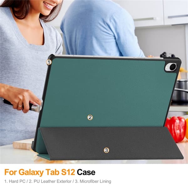 Tablettikotelo jalustalla Samsung Galaxy Tab S12+ puhelimelle Green