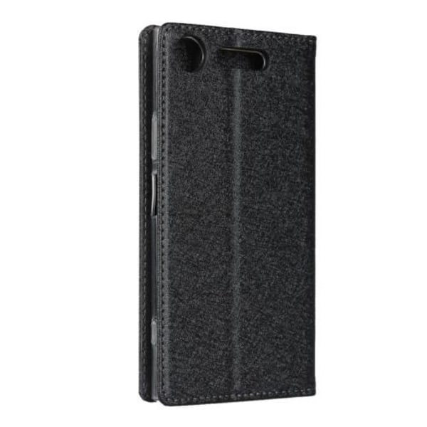 Sony Xperia XZ1 Silk Skin Lompakkoteline Suojaava Puhelinkotelo Black