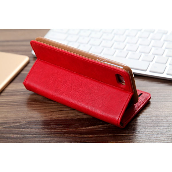 CMAI2 Litchi plånboksfodral till iPhone 7 / 8 / SE (2020) - Röd Red