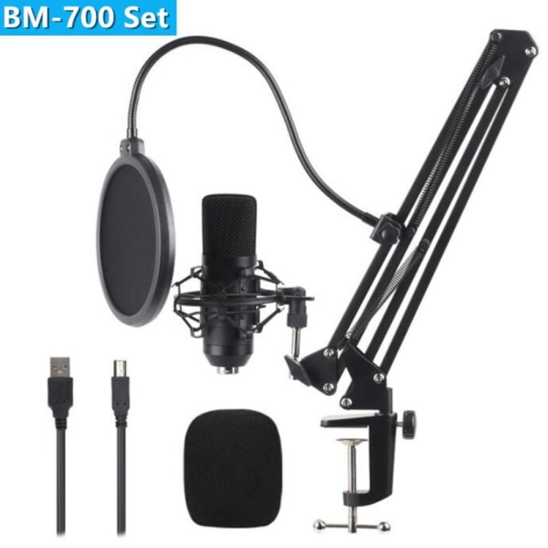 Studio Live Streaming Broadcasting Inspelning Mikrofon Youtube Svart