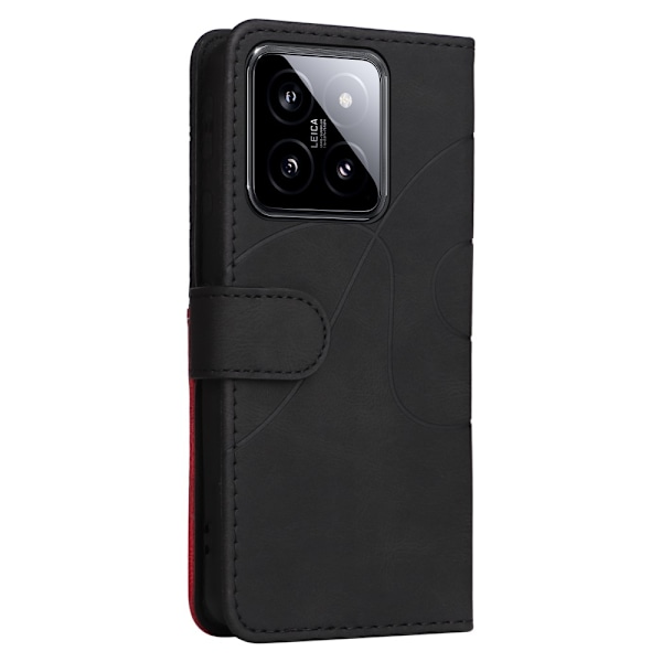 Til Xiaomi 14 KT-serie-1 dobbeltfarve tegnebog Black