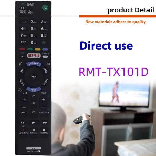 Fjärrkontroll Ersättning för RMT-TX101D För Sony TV Svart