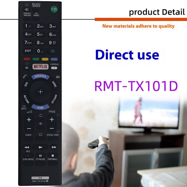 Fjernkontrollerstatning for RMT-TX101D For Sony TV Black