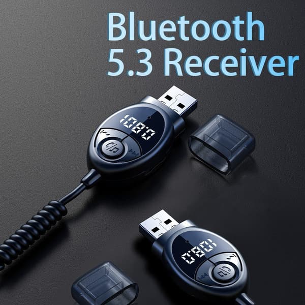 W8 Bilstereoadapter Bluetooth-kompatibel mottagare FM-sändare med teleskopkabel Svart