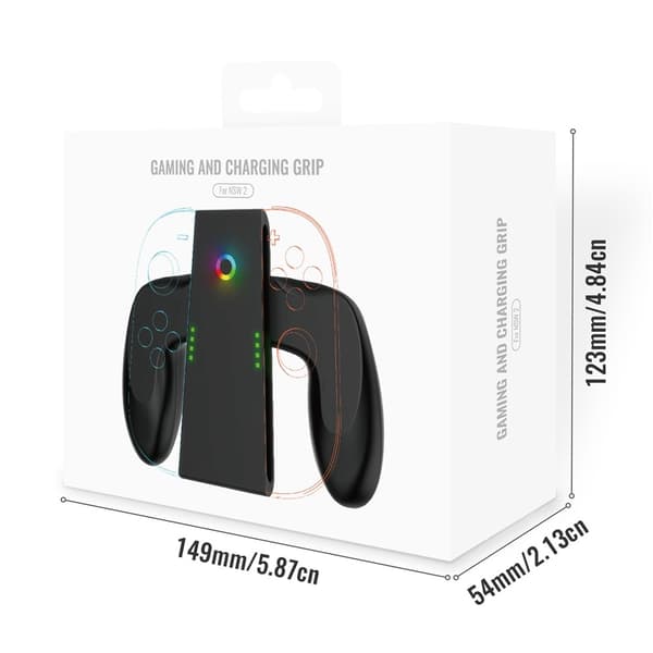 Kompatibel med Nintendo Switch 2 Joy-Con opladningsgreb med dobbelt opladningsdock Black