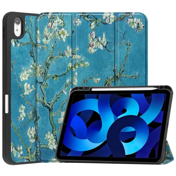 Kolminkertainen telinekotelo iPad 10.9:lle (2022) tablettisuojukynäpidikkeelle - Blossom Multicolor