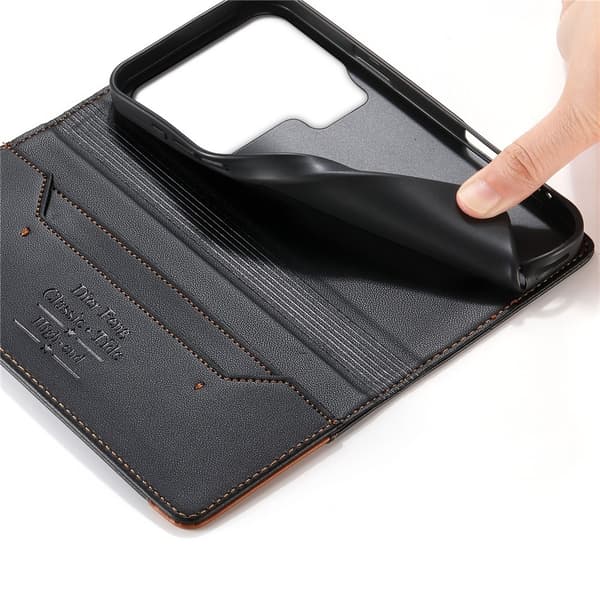 DIERFENG Xiaomi 17 Pro Lompakkokotelo RFID Suoja Teline - Musta Black