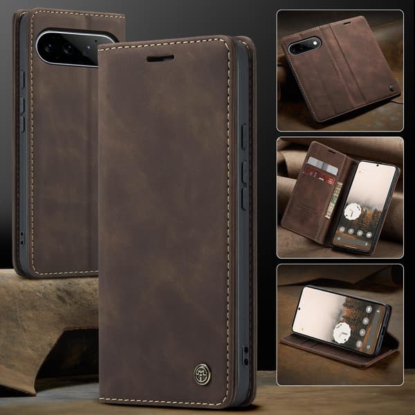 CASEME Puhelimen lompakkokotelo jalustalla Google Pixel 11 Pro ja Google Pixel 11 Brown